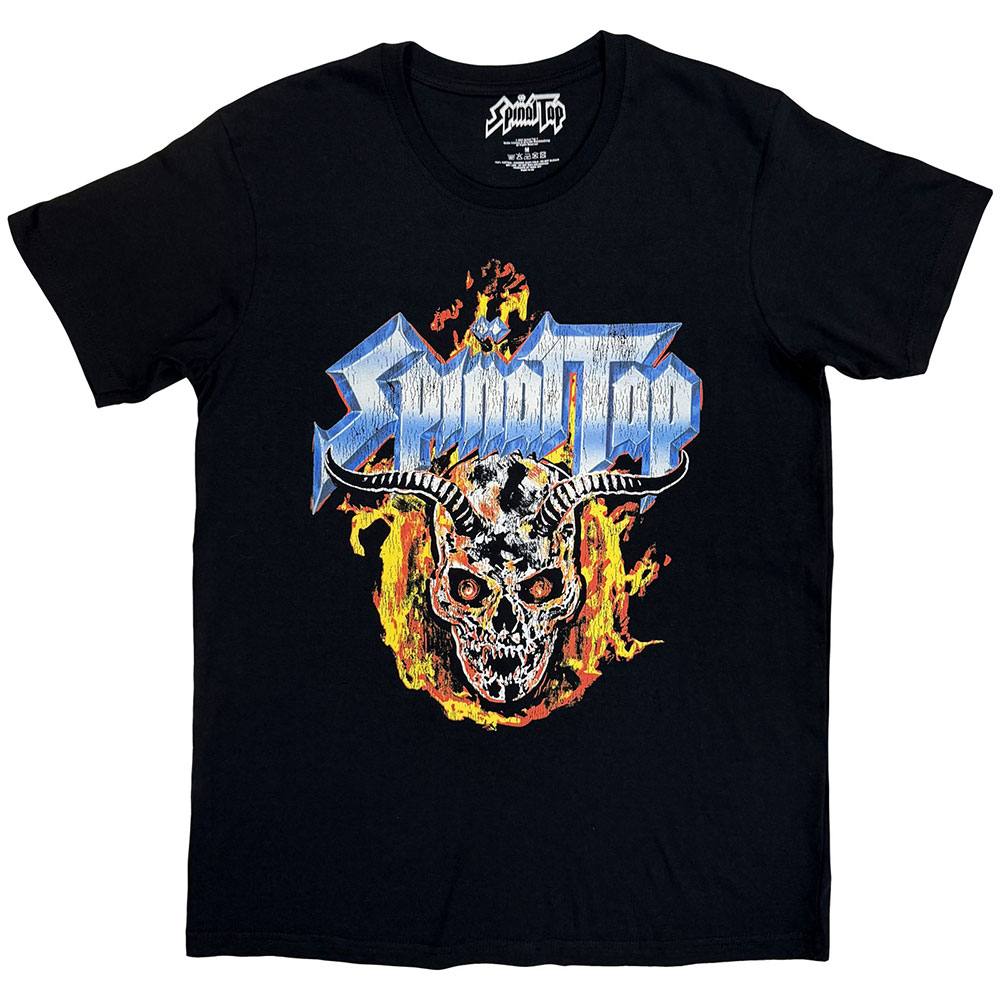 Spinal Tap - Flame Skull Heren Tshirt - Zwart
